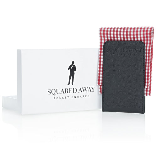 Red & White Pocket Square Sleeve with Magnetic Holder image 0