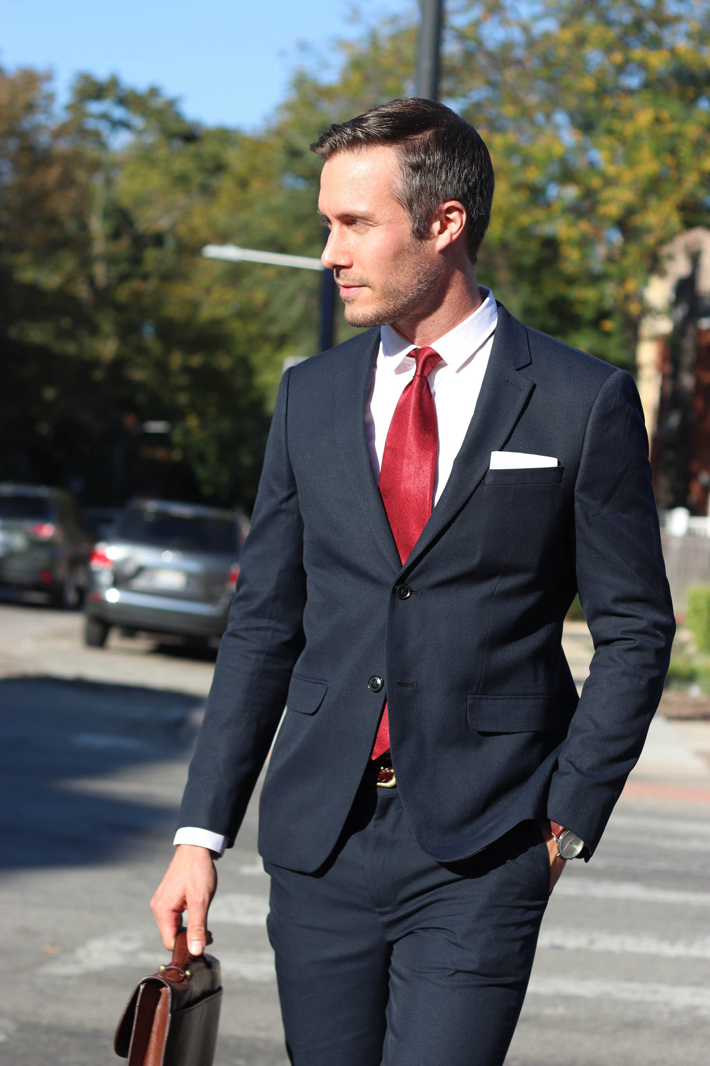 White Pocket Square Sleeve with Magnetic Holder image 1