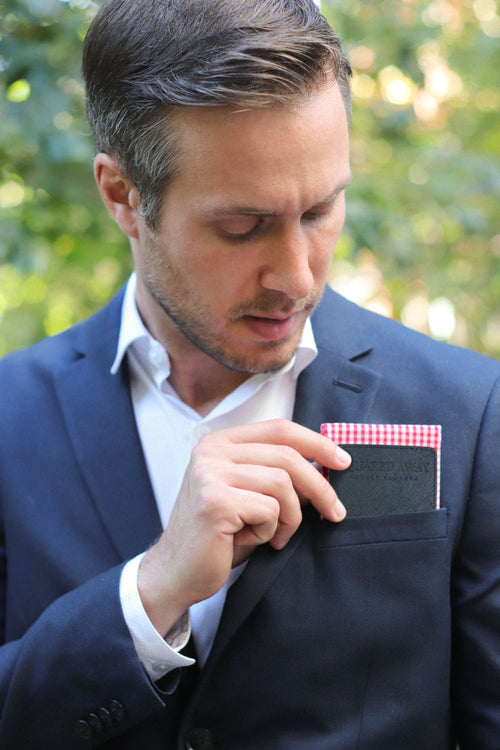 Red & White Pocket Square Sleeve with Magnetic Holder image 1