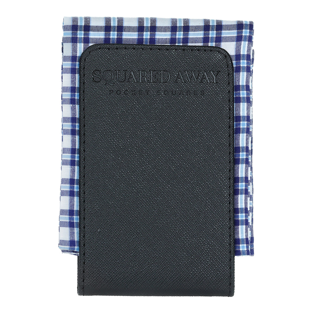 Blue Pocket Square with Magnetic Holder